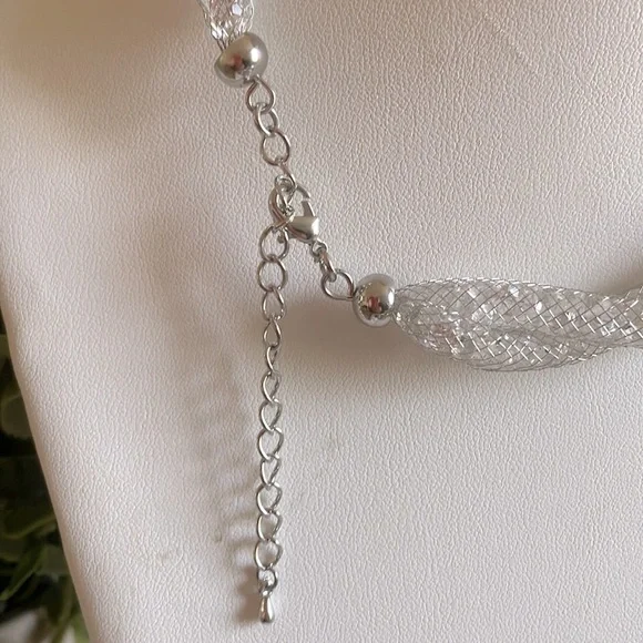 Silver Sparkle Crystal Mesh Necklace - Picture 2 of 2
